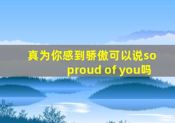 真为你感到骄傲可以说so proud of you吗